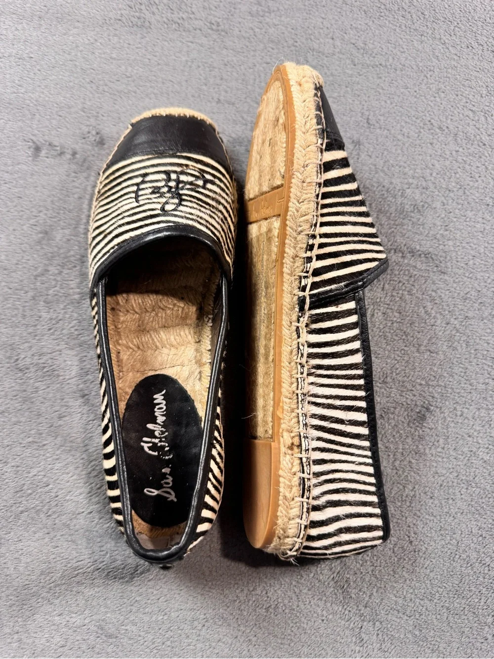 Sam Edelman ‘Lewis’ Calf Hair Zebra Striped Espadrille Slip-Ons